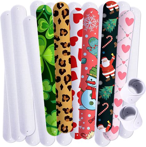 Amazon.com: HyDren 24 Pcs Sublimation Slap Bracelets Blanks Bulk White ...