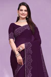 Buy SHELDROM MART Embellished Bollywood Georgette Purple Sarees Online ...