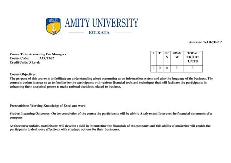 Accountacy - lecture notes - Annexure ‘AAB-CD-01’ Course Title ...