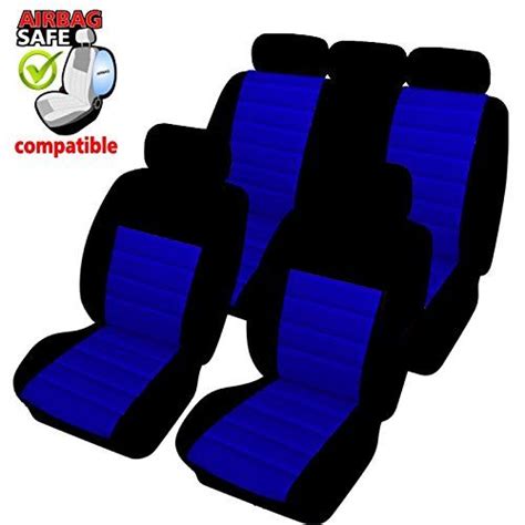 Akhan SB403 Quality Car Seat Cover with Side Airbags Black/Blue | Car ...
