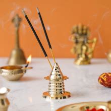 eCraftIndia Golden Brass Agarbatti Stand for Pooja | Incense Stick ...