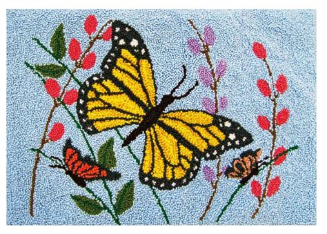 MCG Textiles Butterflies Rug Yarn Punch Needle Kit : Amazon.in: Home ...