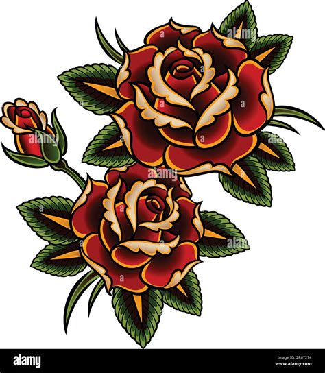 American Traditional Rose Tattoo Designs