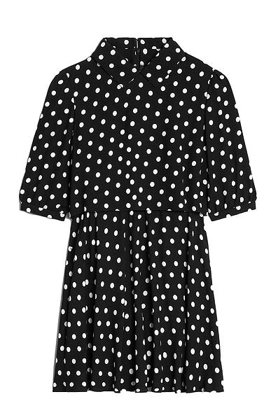 Alessandra Rich Polka Dot Tie Front Midi Dress in Black | FWRD