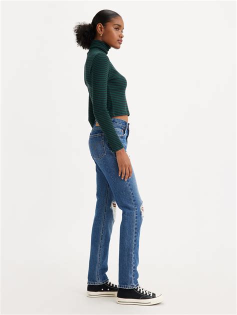 Women's 501 Blue Straight Fit High Rise Jeans – Levis India Store