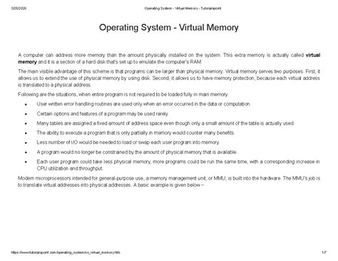 Operating System - Virtual Memory Overview and Page Replacement ...