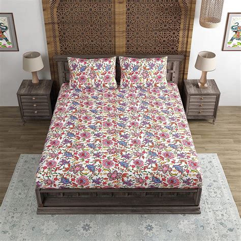Cotton Elasticated Fitted Bedsheet King Size (180 x 195 cm) (Style 9 ...