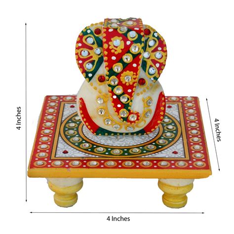 Designer Stone Rakhi with Lord Ganesha on Kundan Studded Marble Chowki ...