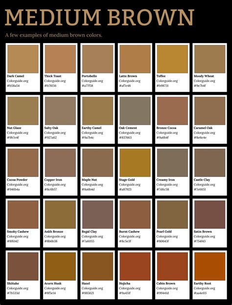 210 Types of Medium Brown - Colorguide.org