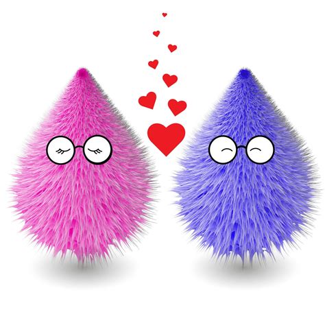 Cute hairy cartoons emoji design template. Furry fluffy hairy pink and ...