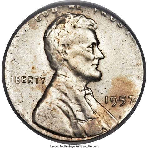 1957 1C Lincoln Cent -- Struck on a Silver Dime Planchet -- MS63 | Lot ...