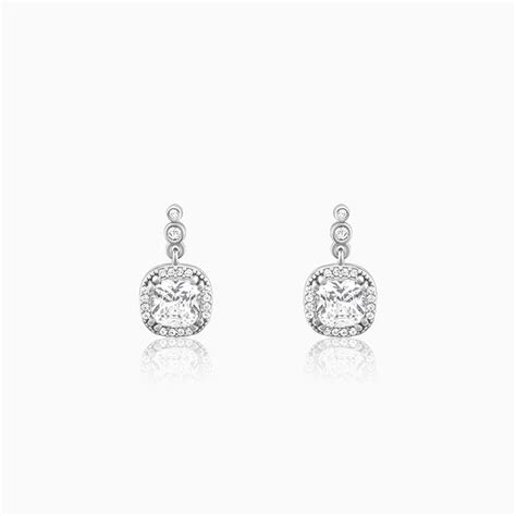 Silver Zircon Halo Earrings | Silver Earrings – GIVA