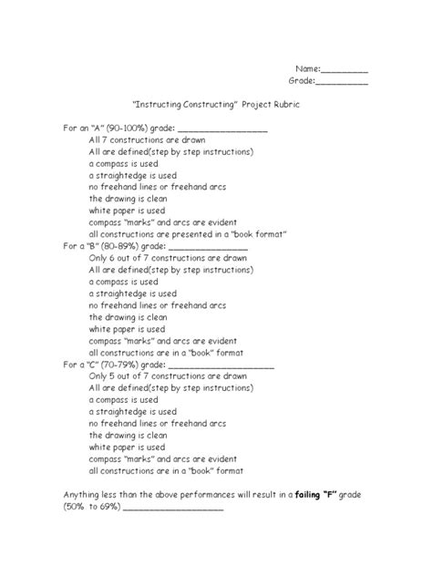Geometry Construction Project Rubric | PDF