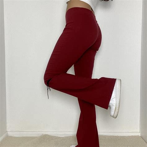 Y2K RED FLARE PANTS Sexy 90’s flared leg pants ♥️... - Depop