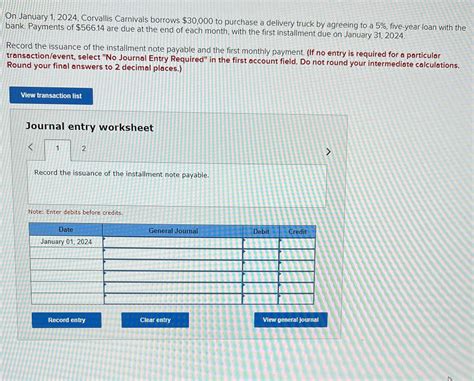 [Solved] On January 1, 2024, Corvallis Carnivals borrows $30,000 to ...