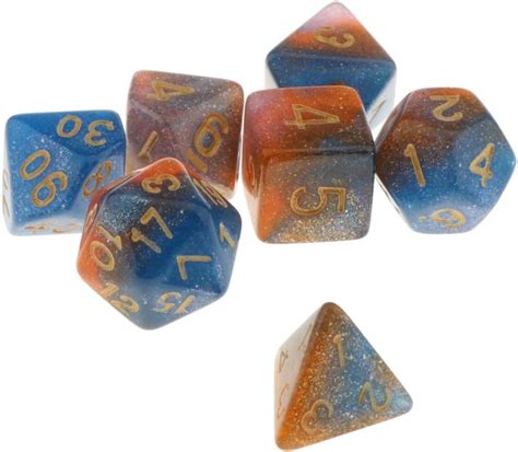 Buy HXSCOO 7 Pieces Multi-Sided Starry Sky Number Dice Board Game Party ...