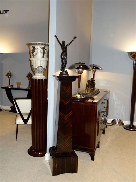 Big Pair of Art Deco Floor Lamps, France, Materials: Wood and Alabaster ...