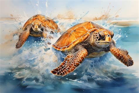 Sea Turtle Watercolor Art Free Stock Photo - Public Domain Pictures