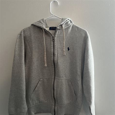Polo Ralph Lauren grey hoodie juniors/kids fit size... - Depop