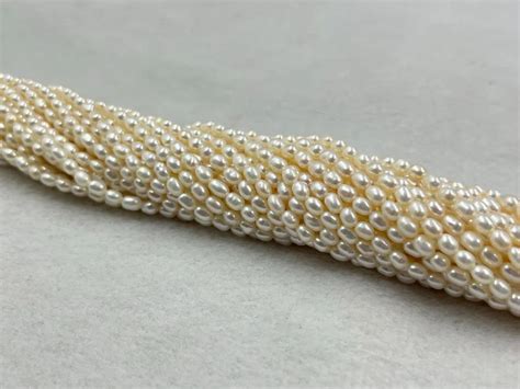 Freshwater Pearl - Freshwater Rice Shape Cream 3.25mm Pearl Beads ...