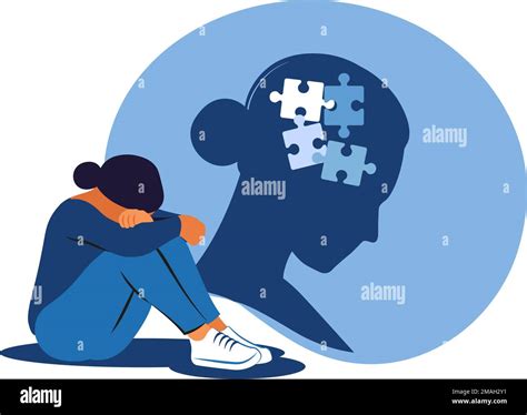 Depressed female sitting on the floor and holding their knees. Concept ...