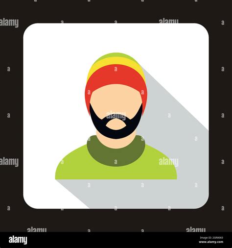 Man wearing rastafarian hat icon, flat style Stock Vector Image & Art ...