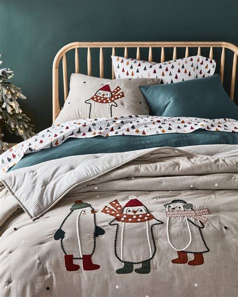 Supersoft Mist Blue Leaf Print Organic Cotton Gauze Kids Twin Duvet ...