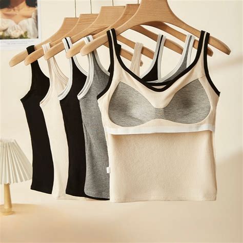Contrast Trim Ribbed Crop Tank with Built-In Bra – Effortlessly Chic