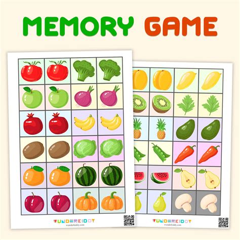 Fruit and Vegetable Hats Matching Printable Cards for Toddlers