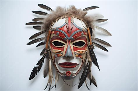 Premium AI Image | Native American ceremonial mask embodying spiritual ...