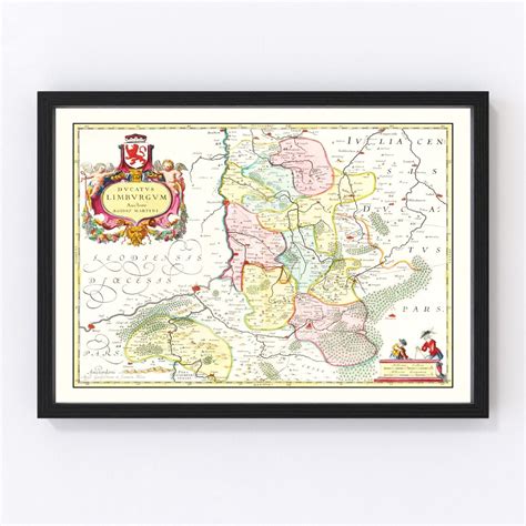 Limburg Map 1665 Old Map of Limburg Belgium Art Vintage Print Framed Wall Art Canvas Portrait ...
