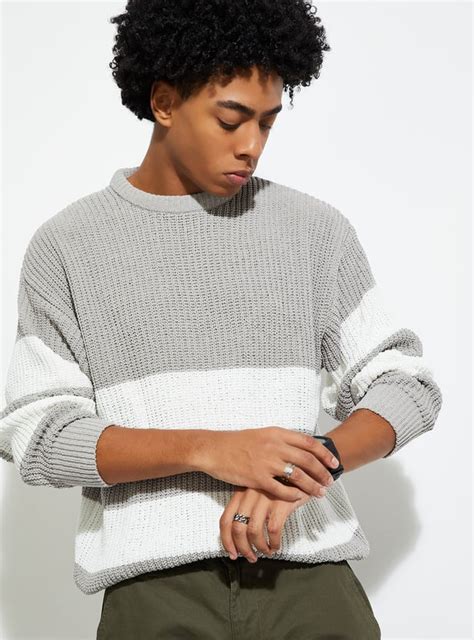 Buy URB_N Men Oversized Striped Sweater Online at just Rs. 1399.0 ...