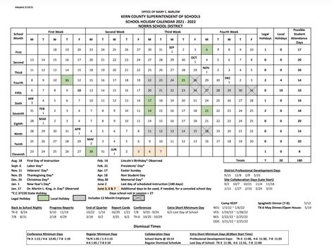 21-22 NSD District Calendar – Our School – Veterans Elementary School