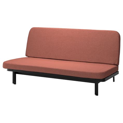NYHAMN 3-seat sofa-bed, with foam mattress/Skartofta red/brown - IKEA