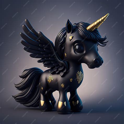 Premium AI Image | A black unicorn figurine with wings and a gold wings