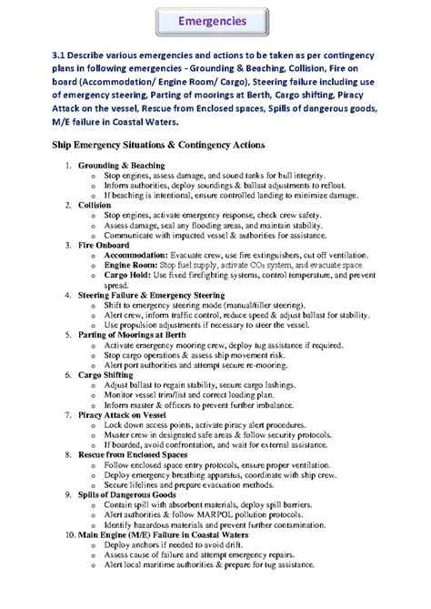 Unit-3 Contingency Preparedness: Emergency Actions & Safety Protocols ...