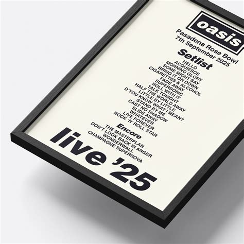 Oasis Pasadena Rose Bowl California Setlist Poster – Fly Prints LTD