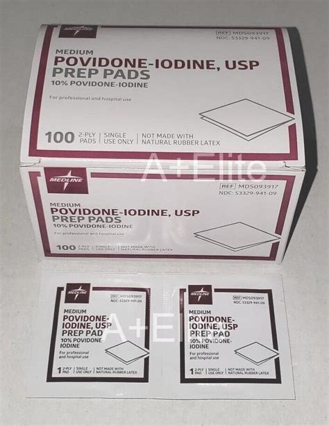 Buy Povidone Iodine 10% Betadine Prep Preparation Pads Medium 100/BOX ...
