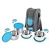 Buy CELLO Steelox Set of 4 Pcs Lunch Box with Jacket For Office, Blue ...