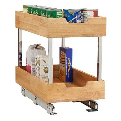 Household Essentials Wood 2-Tier 11.5-inch Wide Sliding Under Cabinet ...