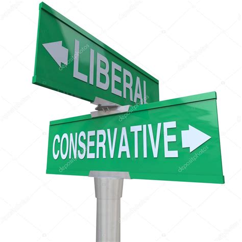 Liberal Versus Conservative Two Way Signs 2 Party System — Stock Photo ...