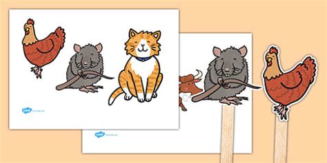 The Little Red Hen Stick Puppets Alternative Version