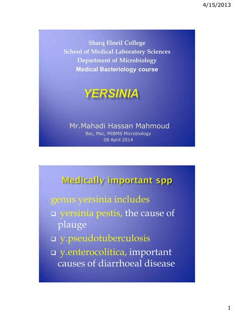 Yersinia mahadi ppt | PDF