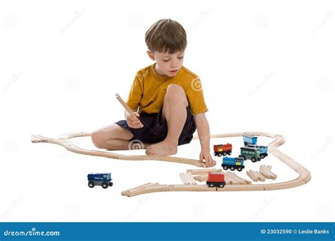 Boy With Train Set Stock Photo - Image: 23032590