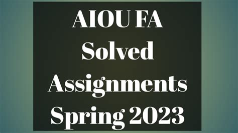 Image result for AIOU Solved Assignment Spring 2021