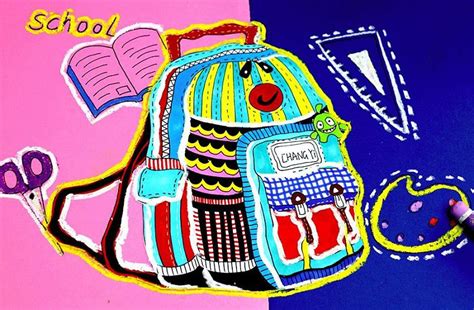 准备开学来画《我的新书包》创意儿童画美术教程_艺术绘画 - 设计秀高手