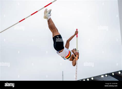 Lima, Peru. 30th Aug, 2024. Belgian Dai Keita pictured in action during the pole vault event of ...