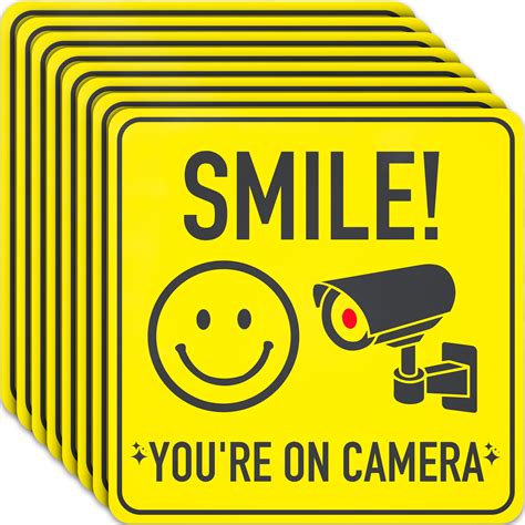 Assured Signs Smile You're on Camera Surveillance Stickers | 7x7 inches ...
