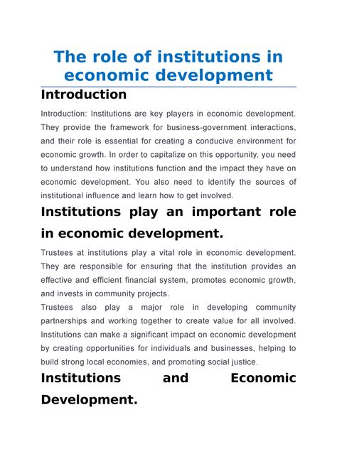 The role of institutions in economic development - The role of ...