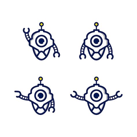 Ligne définie des modèles de conception de logo d'icône robotique ...